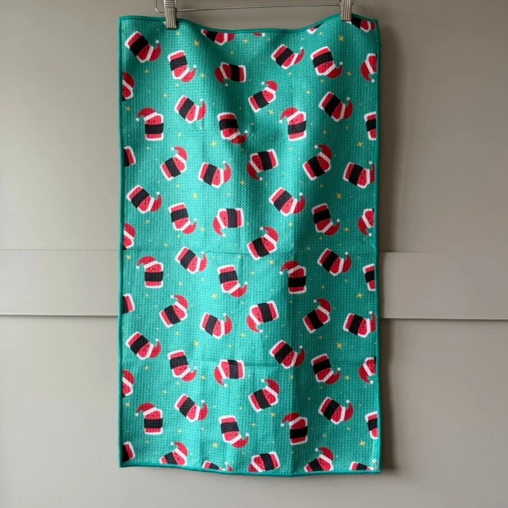 Spam Musubi Santa Christmas Kitchen Towel Hawaii Hawaiian Holiday Green 18x29